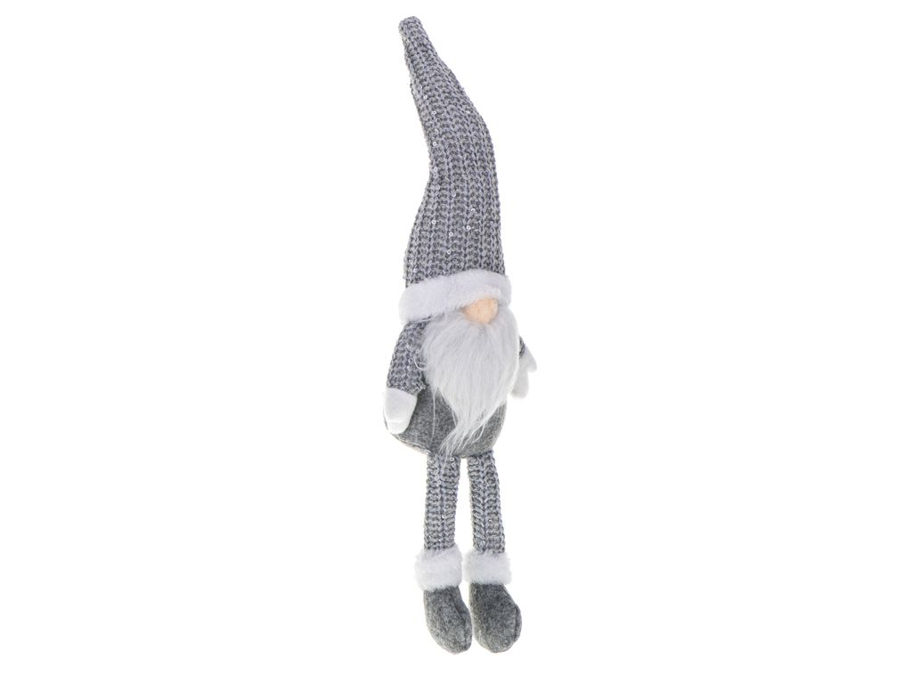 krasnal skrzat świąteczny z brodą szary 47cm