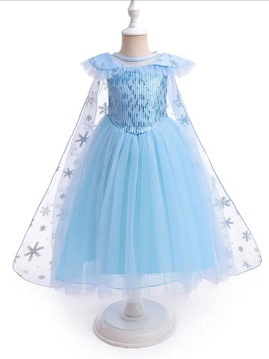 Детское очень красивое праздничное голубое платье Эльзы Frozen наряд
