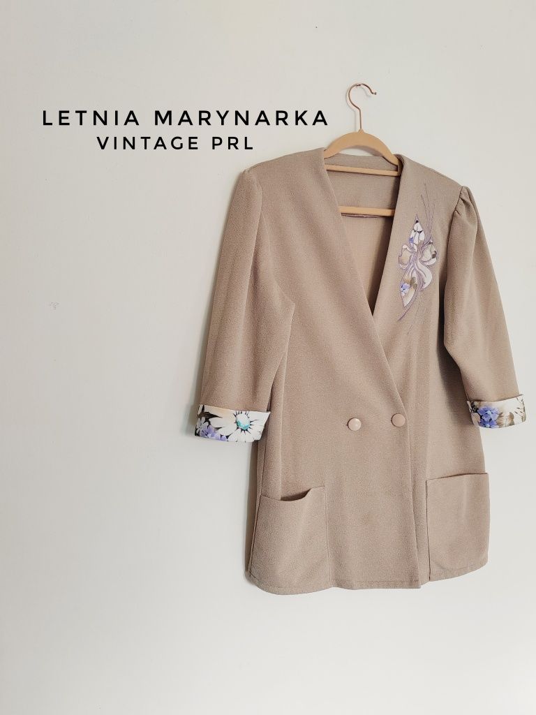 Letnia marynarka vintage prl unikatowa marynarka na lato 38