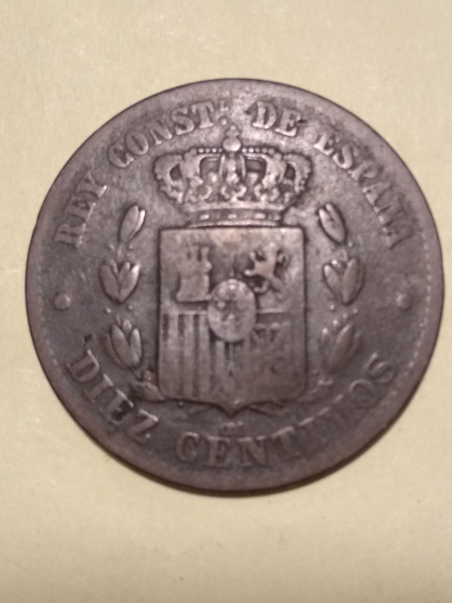 Moeda de 10 Cêntimos 1878 Espanha