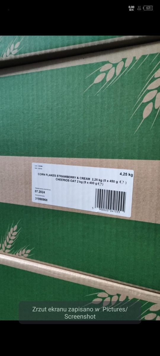 Karton Nestle corn flakes truskawka 450 g