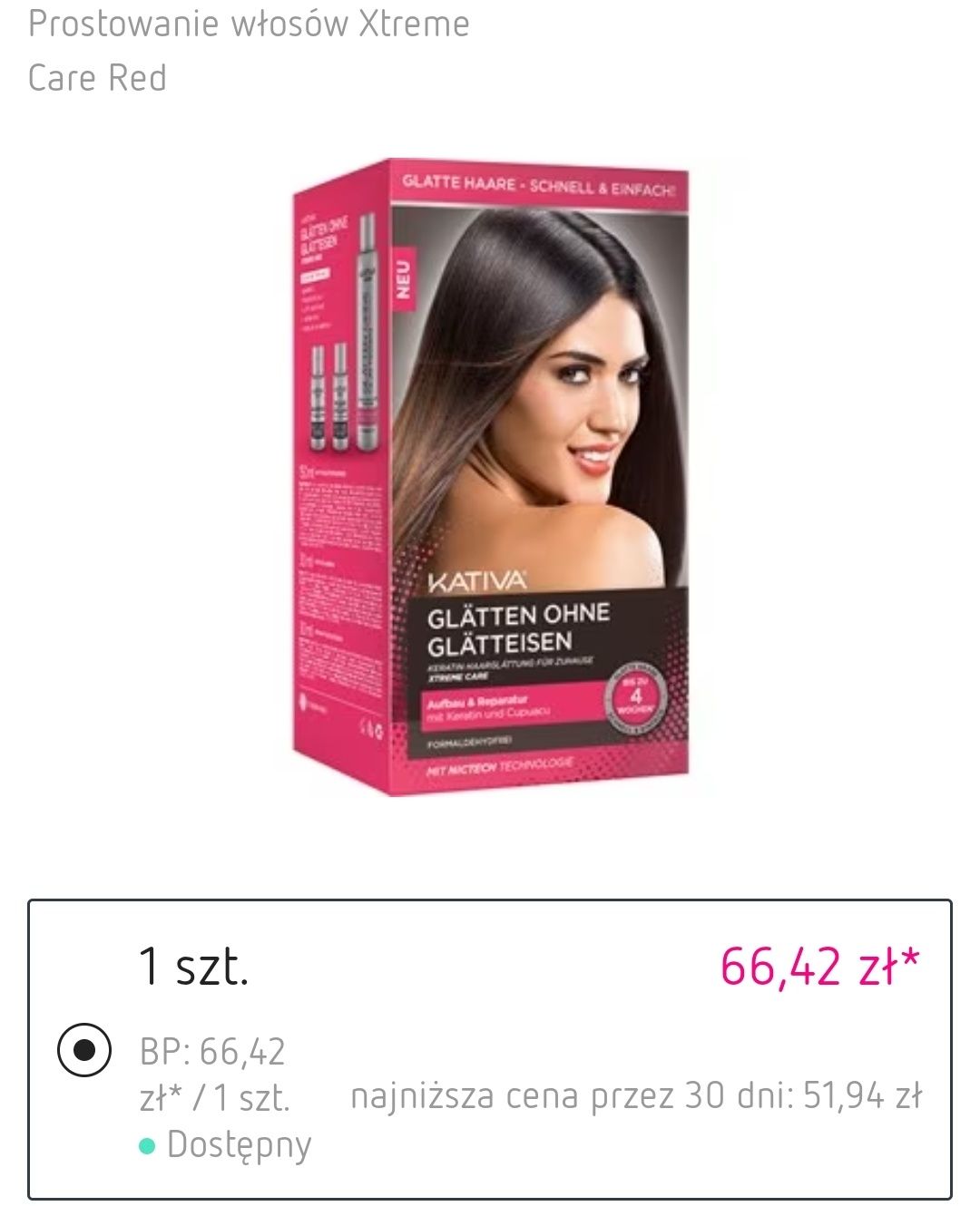 Prostowanie włosów Kativa Hair Specials Xtreme Care