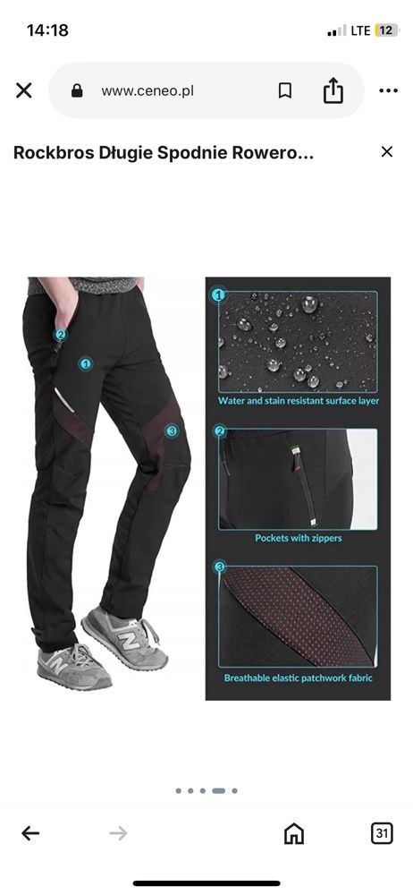 Nowe spodnie rowerowe Rockbros Zimowe 4XL