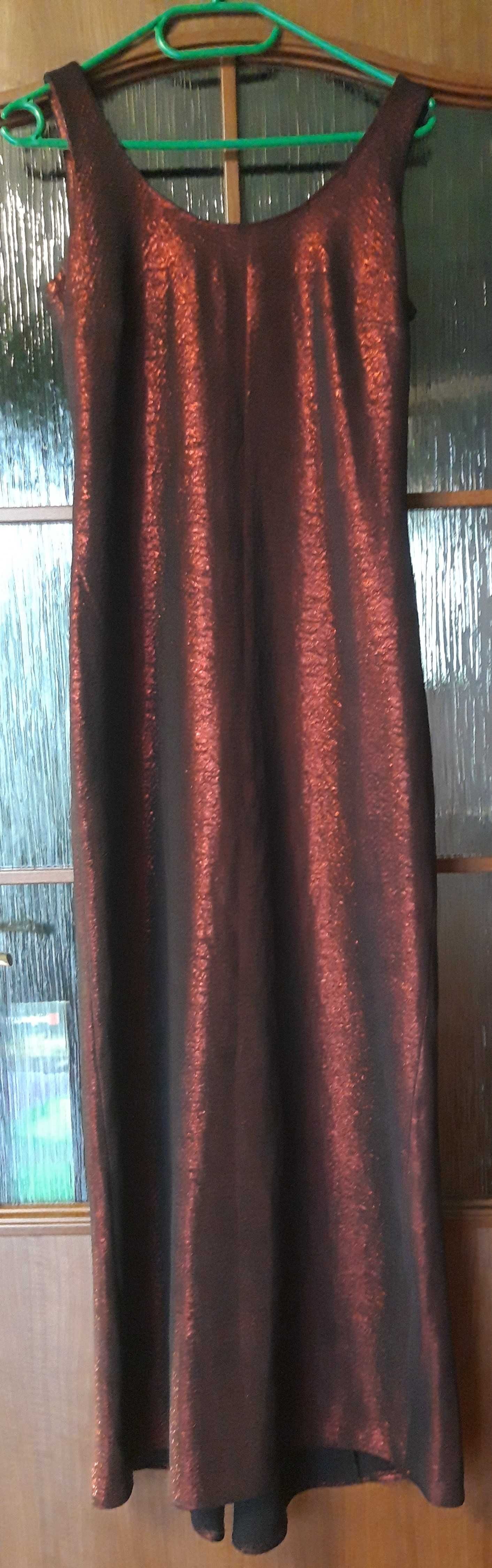 Sukienka bordowo czarna lekki połysk Rozmiar S/36 + szal