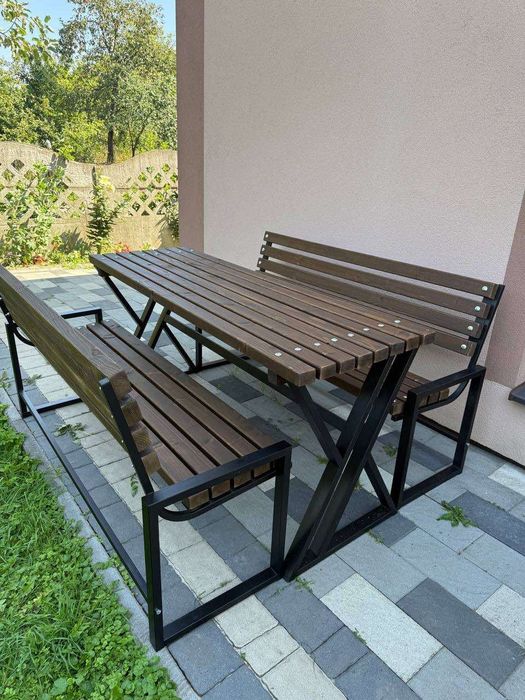 Кована лавка, лавочка лофт зі спинкою, скамейка паркова, садова, 1,5 м