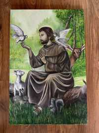 Obraz olejny Święty Franciszek olej na płótnie 40x60cm