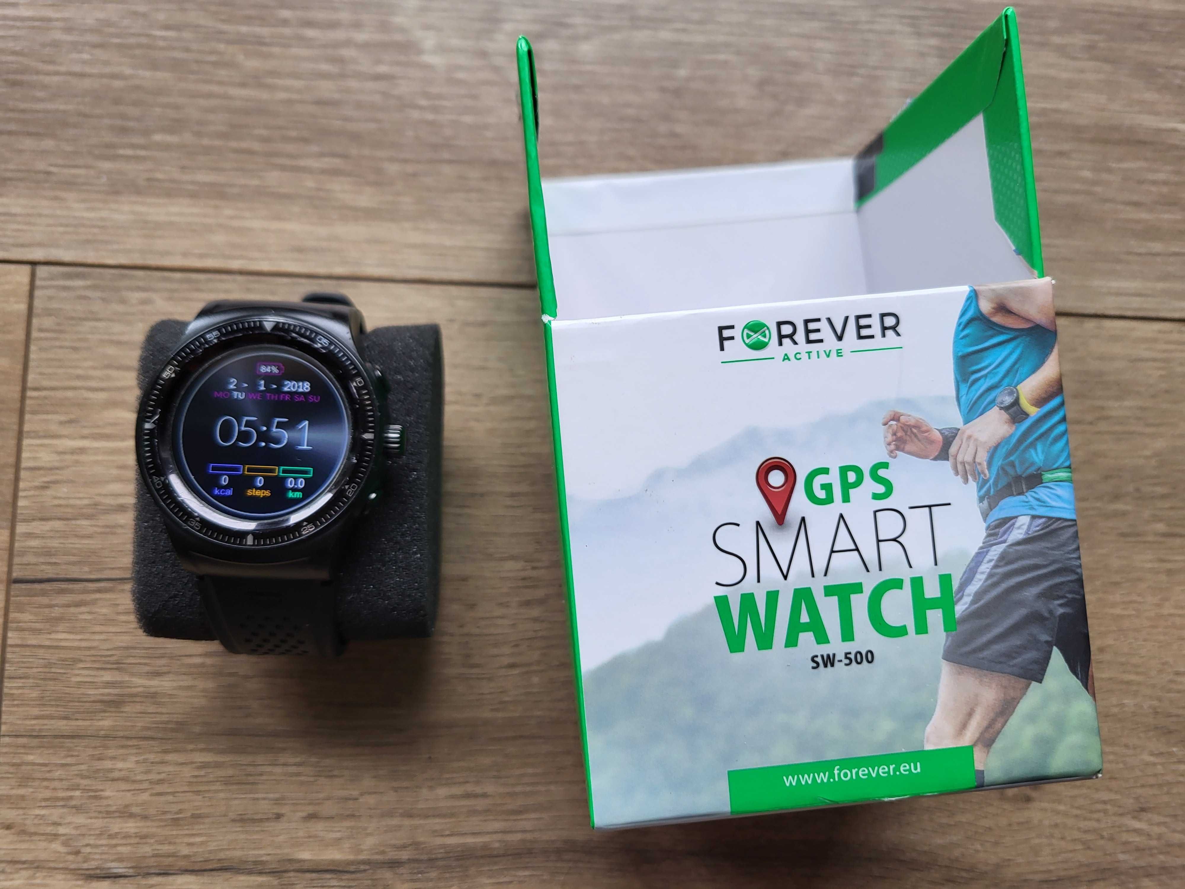 Smart Watch FOREVER SW-500 GPS - czarny - z ładowarką