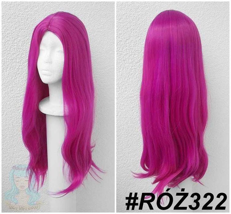 Różowa magenta peruka z przedziałkiem bez grzywki różowy cosplay wig