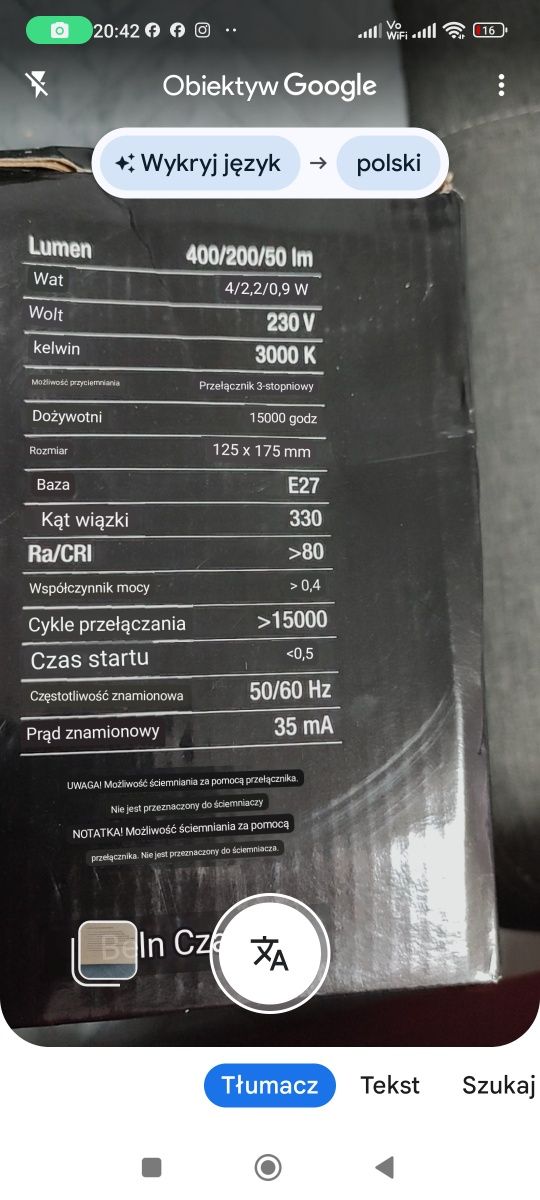 Żarówka E27 LED 3000K Bianca