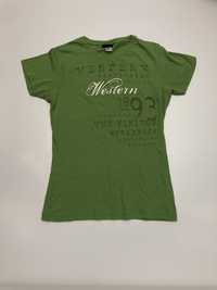 Zielona koszulka z nadrukiem w rozmiarze L champion damska