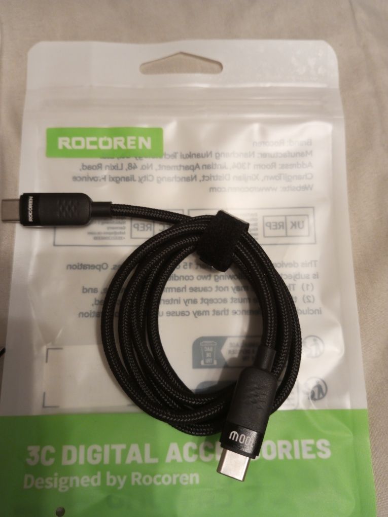 Rocoren 240 Вт Type-C до UsbC кабель для швидкої зарядки