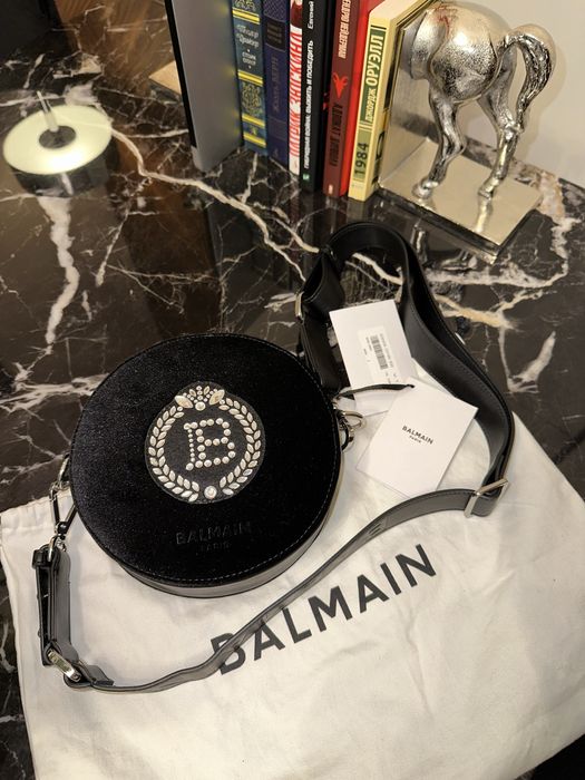 Balmain велюрова чорна сумка коло