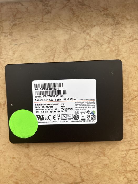 SSD Samsung SM863a 1.92TB 2.5 SATA III