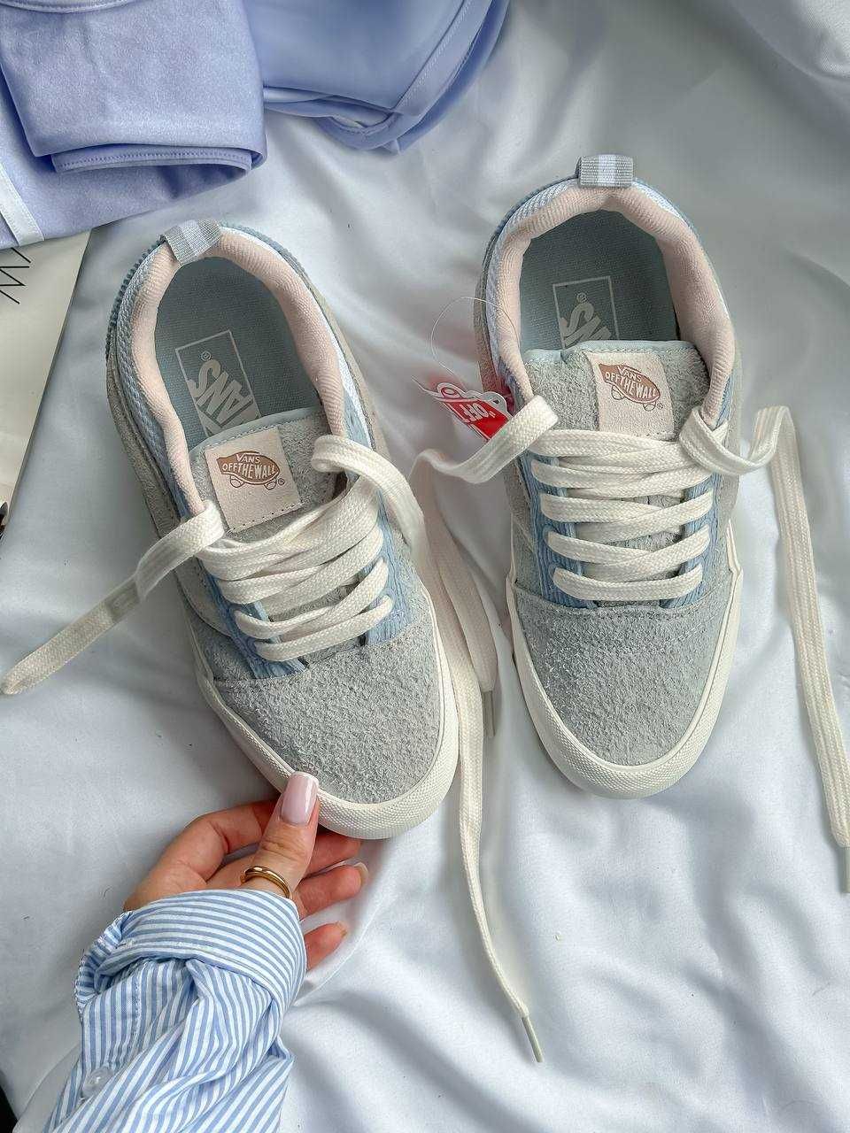 36р Кеди Vans KNU School Light Blue Premium ванс венс блакитні білі