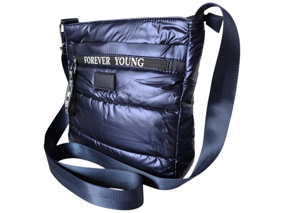 Torebka Damska, Miejska Mała Pikowana Listonoszka, Kolor Niebieski