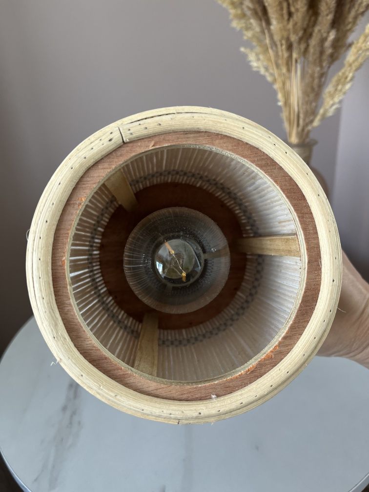 Lampa Mingus na baterie bambus rattan drewno Boho retro vintage nowa