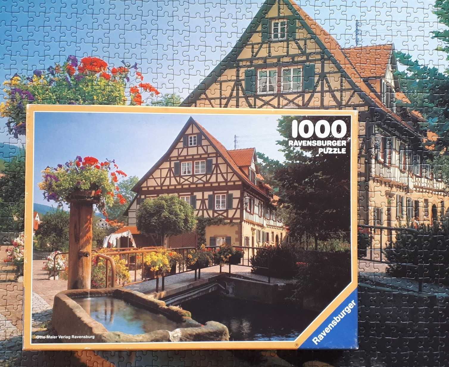 Puzzle 1000 Ravensburger Dom szachulcowy w Alzacji (1986)