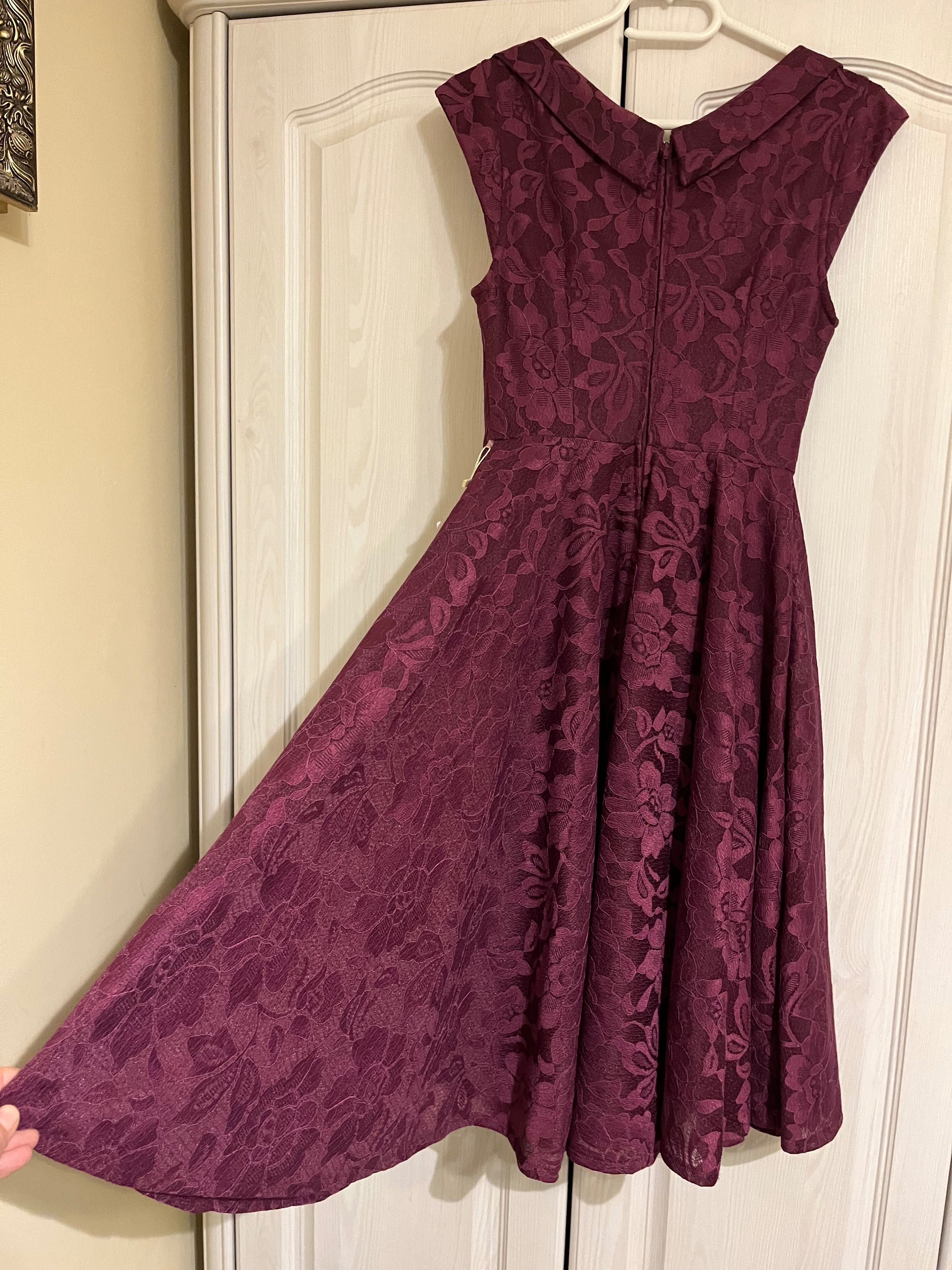 Piękna koronkowa fioletowa sukienka Jolie Moi 34 XS nowa balowa