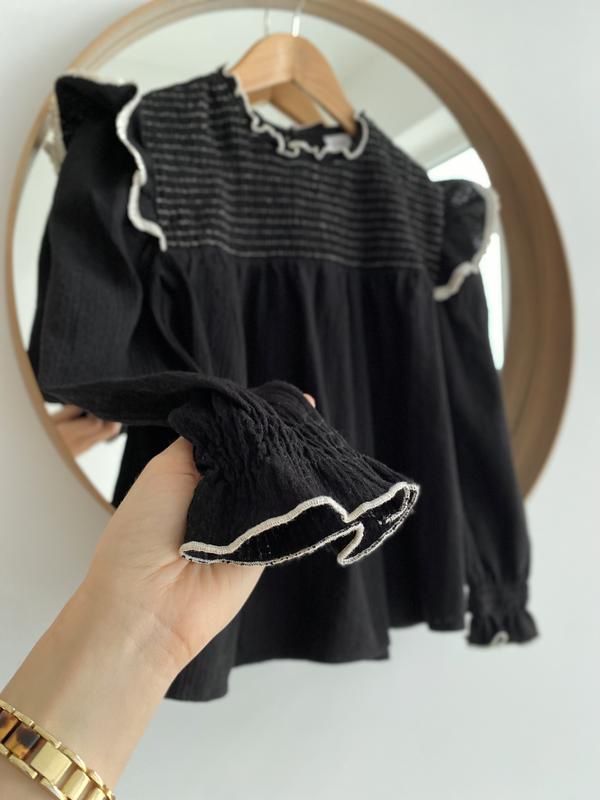 Чорна блуза з мереживом сорочка від zara для дівчинки 8 років 134 см