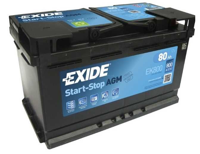 Akumulator 80Ah 800A EXIDE AGM P+ START STOP EK800