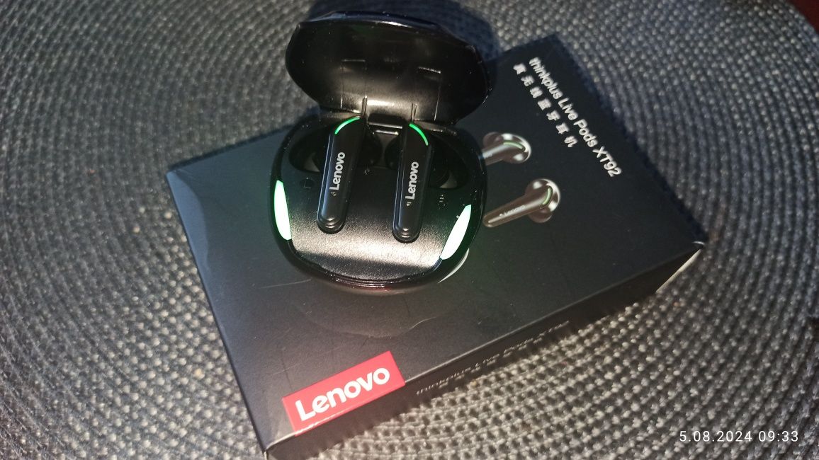 Nowe słuchawki bluetooth Lenovo live pods xt 92+ ETUI Power bank!