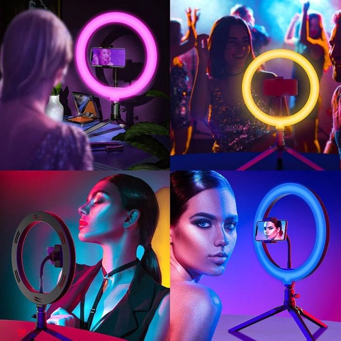 Кільцева RGB лампа 33 см, від USB, з тримачем для телефону, RING MJ33