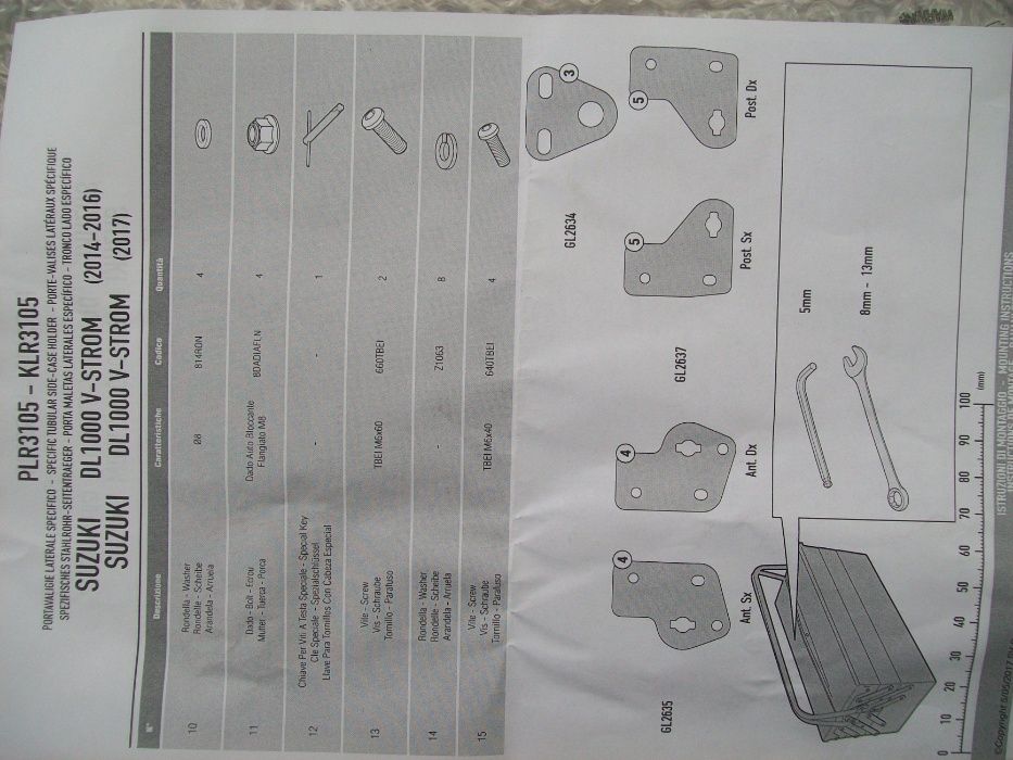 PLR3105 DL1000 V-Strom (14>19) GIVI stelaż bocz.Suzuki monokey FV