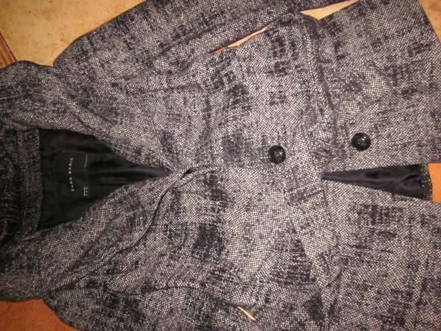 ZARA płaszczyk damski wełniany rozmiar M kolor czarny + pasek jesień