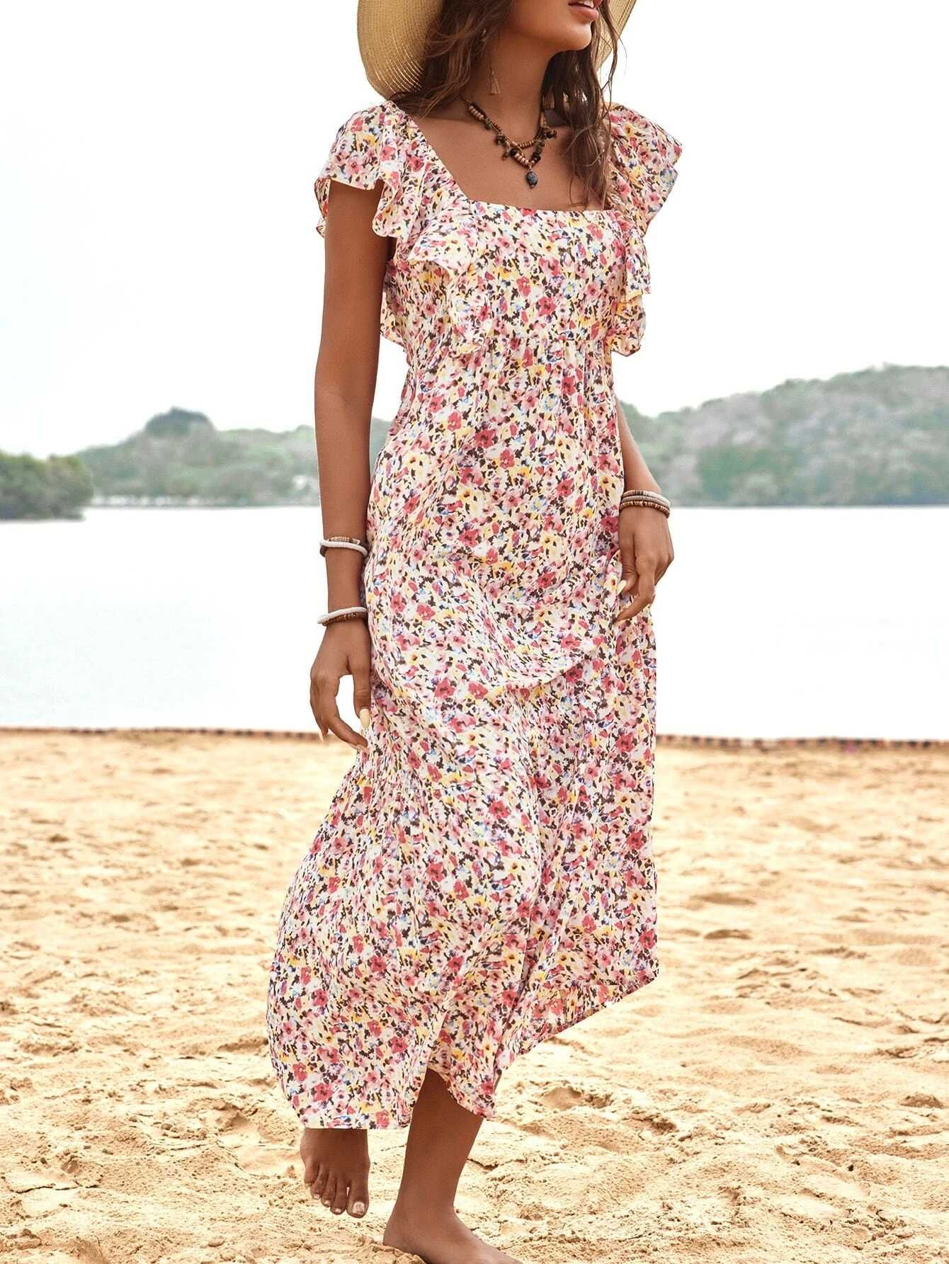 Vestido Plissado Floral estilo Boho NOVO