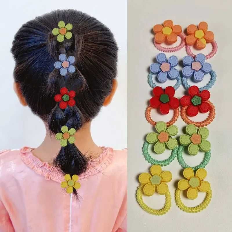 40 szt. Zestaw kolorowych kwiatowych gumek do włosów dla dziewczynek