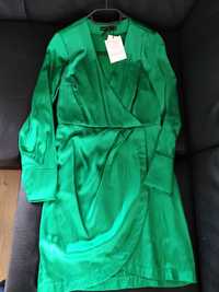 Mohito zielona sukienka mini kopertowym dekoltem rozmiar 36 S