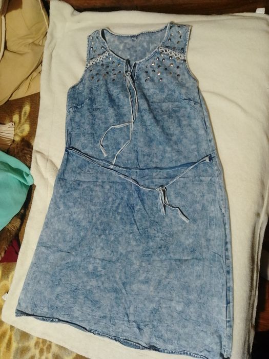 Vestido curto ganga fina XL