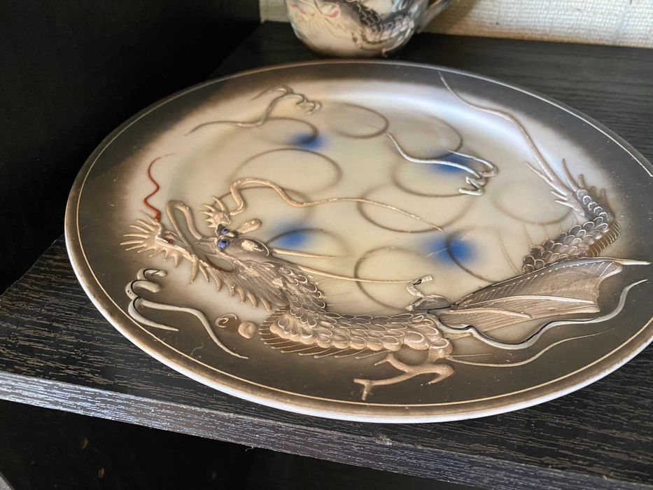 servico chines tons cinzento varias pecas  antigo