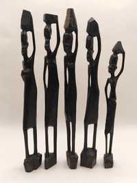 Figurki afrykańskie Afryka drewno heban rzeźba zestaw kolekcja