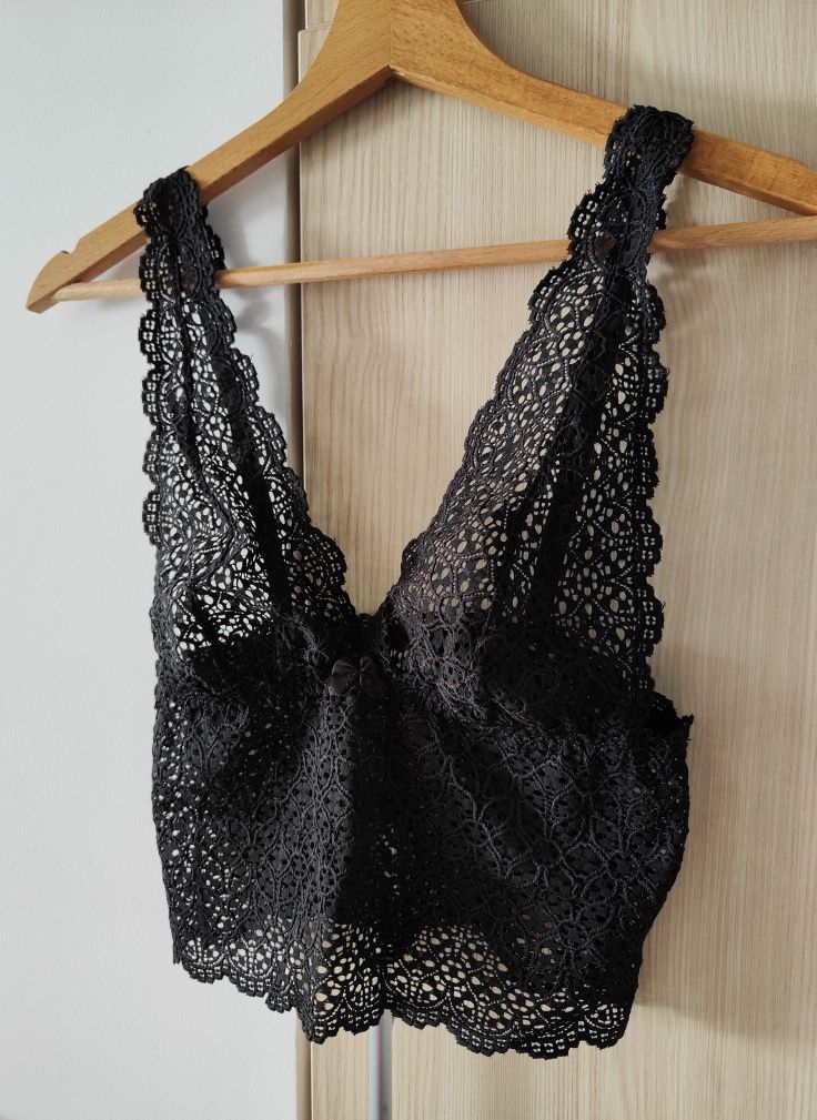 Czarny Koronkowy top, Loreen, Laurella M 38 braletka biustonosz czarny