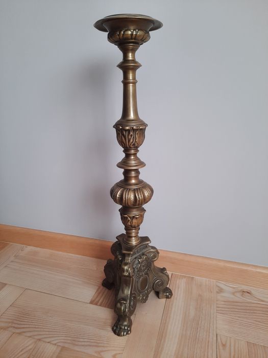 Stary świecznik lichtarz mosiężny 3