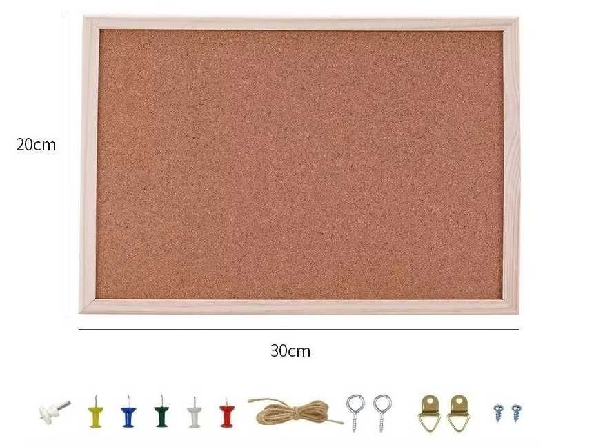Пробкова дошка в дерев’яній рамці, настінна дошка для нотаток, фото