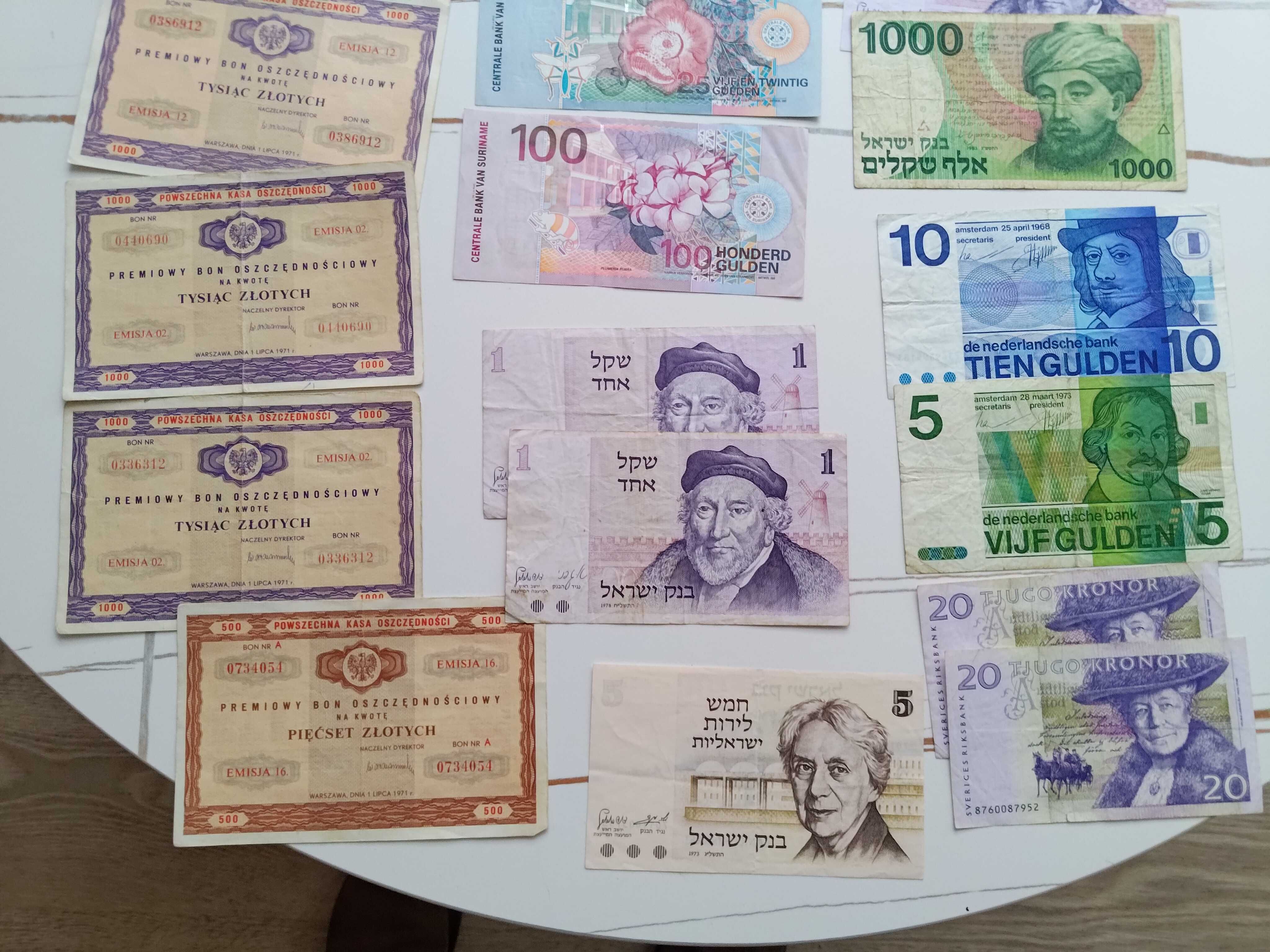 Zestaw banknotów kolekcjonerskich gulden korona szekle