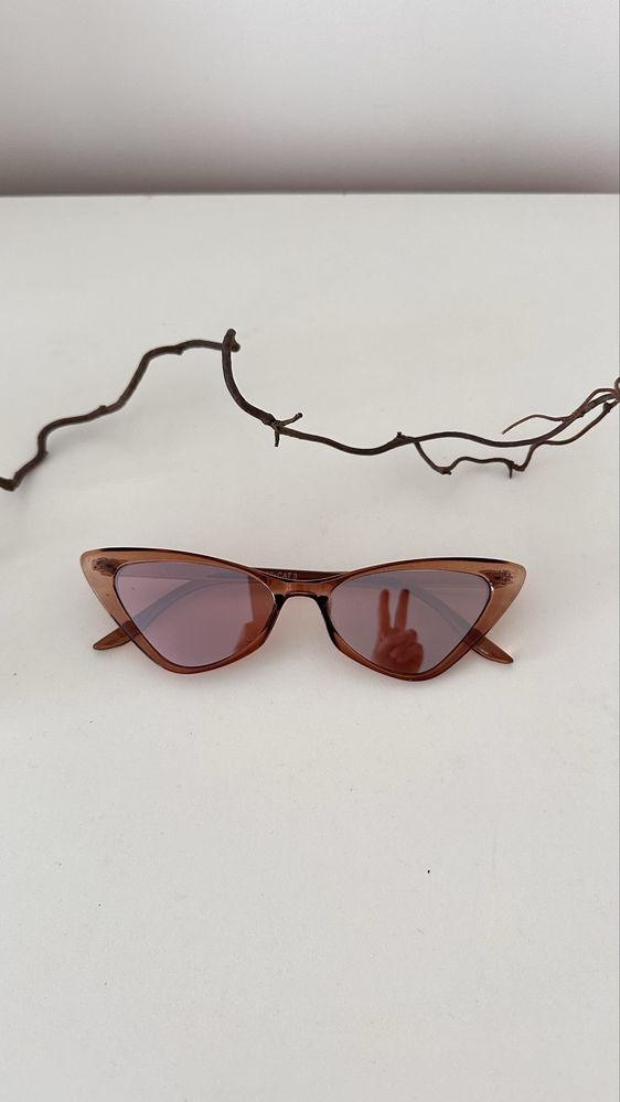 Okulary Reserved cat eye mirror lustrzane kocie oko przezroczyste