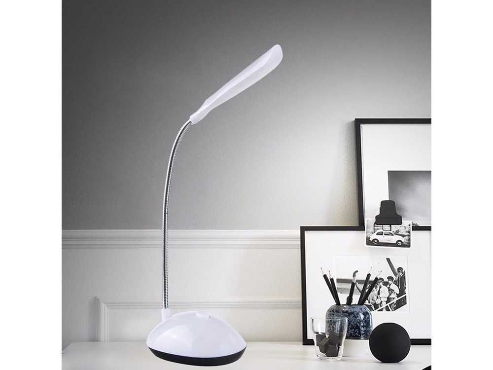 Biała lampka biurkowa 4 LED – szkolna, nocna, na biurko