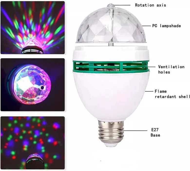 Вращающаяся диско-лампа LED цветная