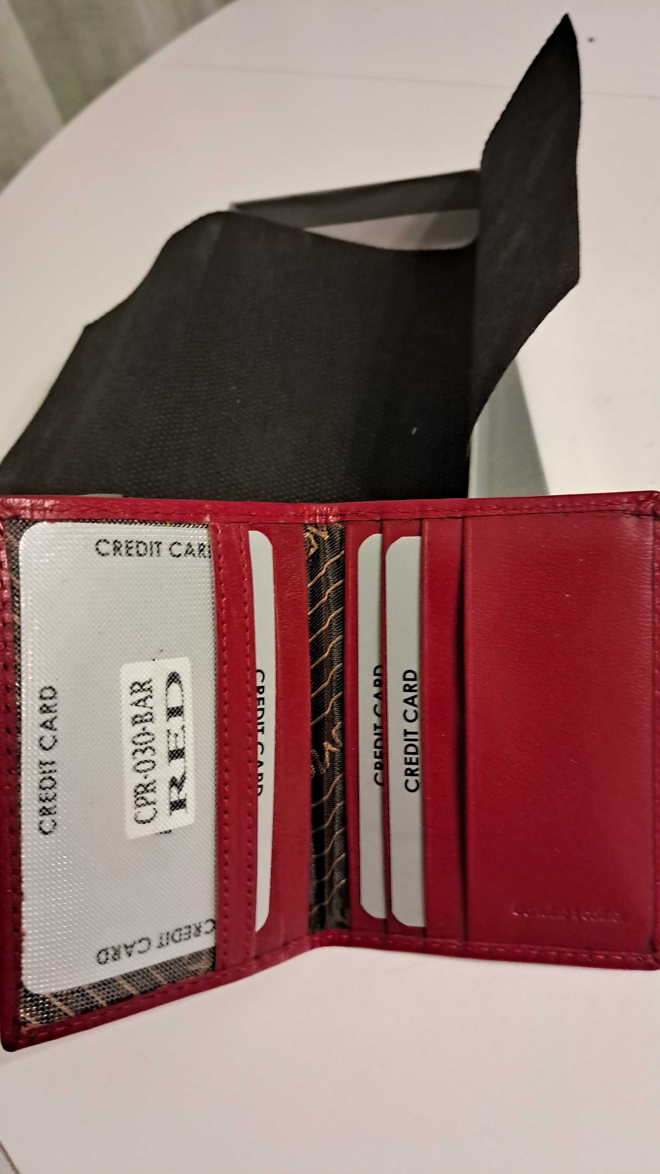 Etui na karty nowe czerwone skóra