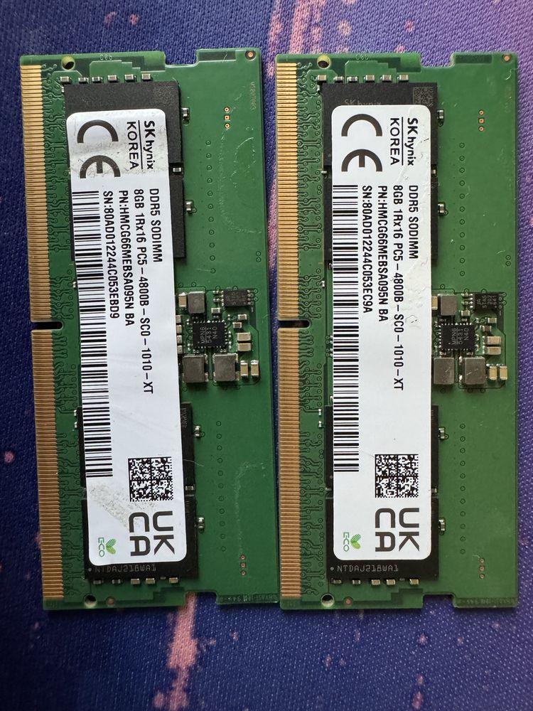 2 x 8 GB SO-DIMM DDR5 4800 MHz