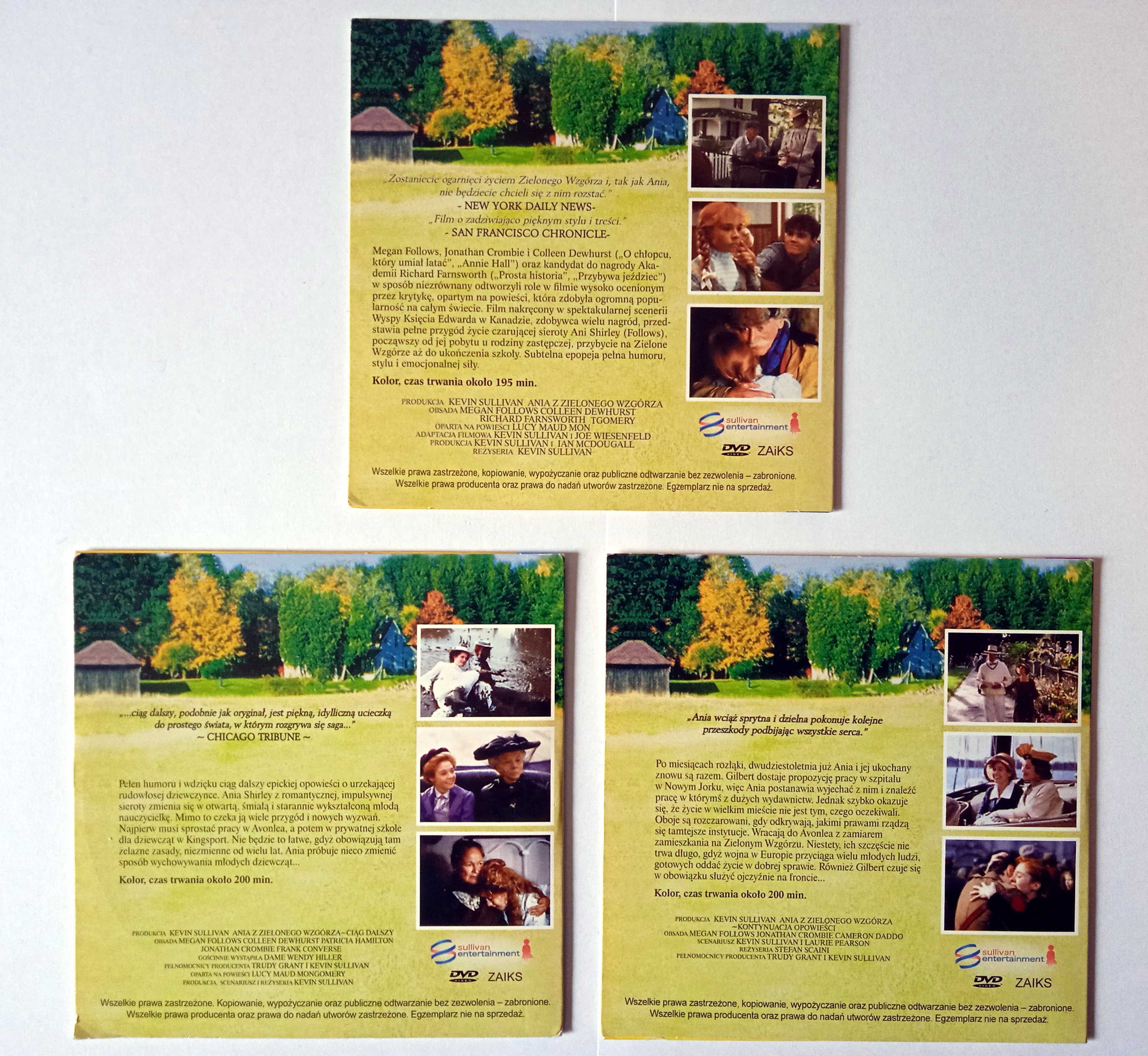 3 x DVD Ania z zielonego wzgórza komplet lepktor PL