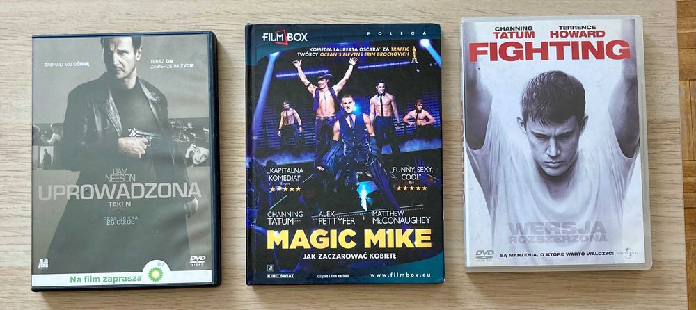 Filmy DVD -Fighting, Magic Mike, Uprowadzona. Sensacja
