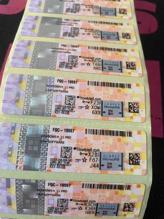 Windows 11 PRO OEM наклейка FQC-10557 ключ OEM Ліцензія Sticker COA