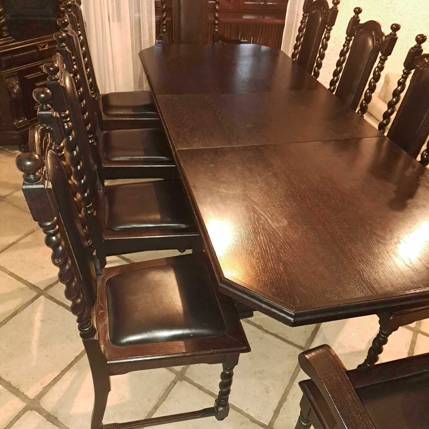 Stół rozkładany, krzesła eleganckie Gdańskie Dąb
