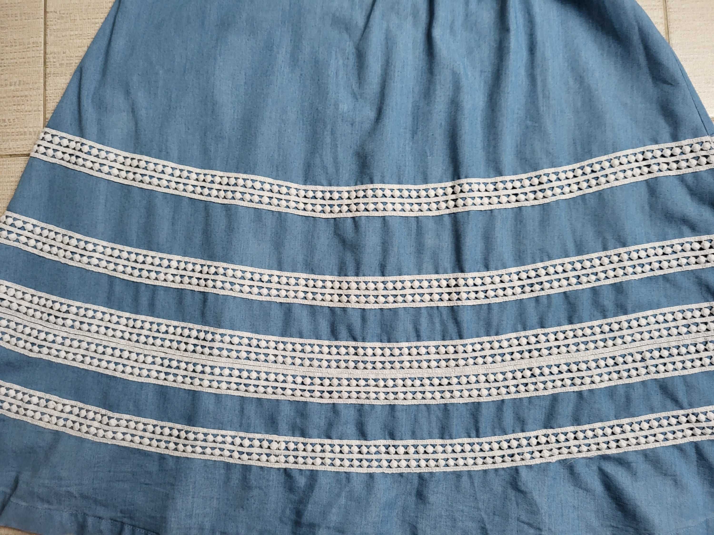 sukienka midi z ozdobną gipiurą w stylu boho Mint & Berry 36/S/38/M