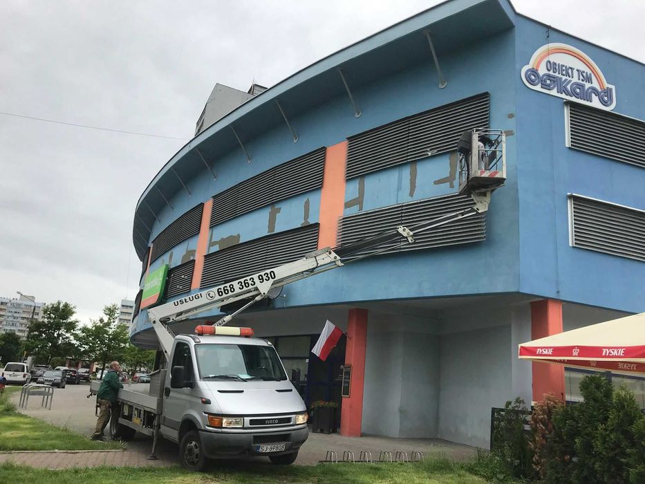 Wynajem podnośników koszowych, Zwyżka do 40m, zwyżki Tychy, Gliwice