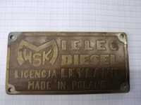 Stara tabliczka znamionowa wsk Mielec diesel